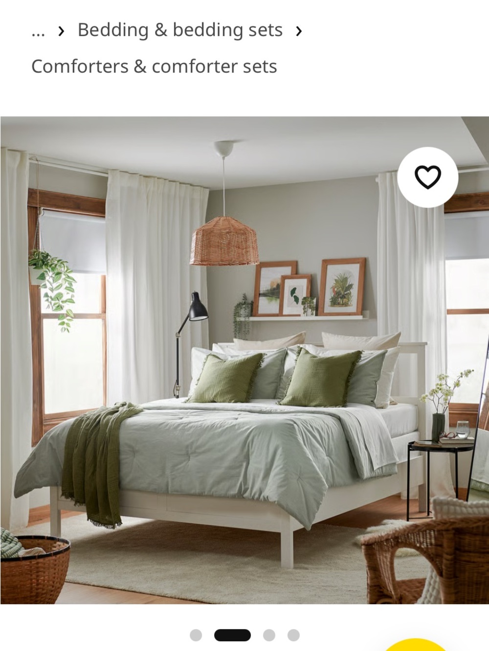 IKEA PELGRAM Green Striped Comforter Cover and 2 shams Full/queen